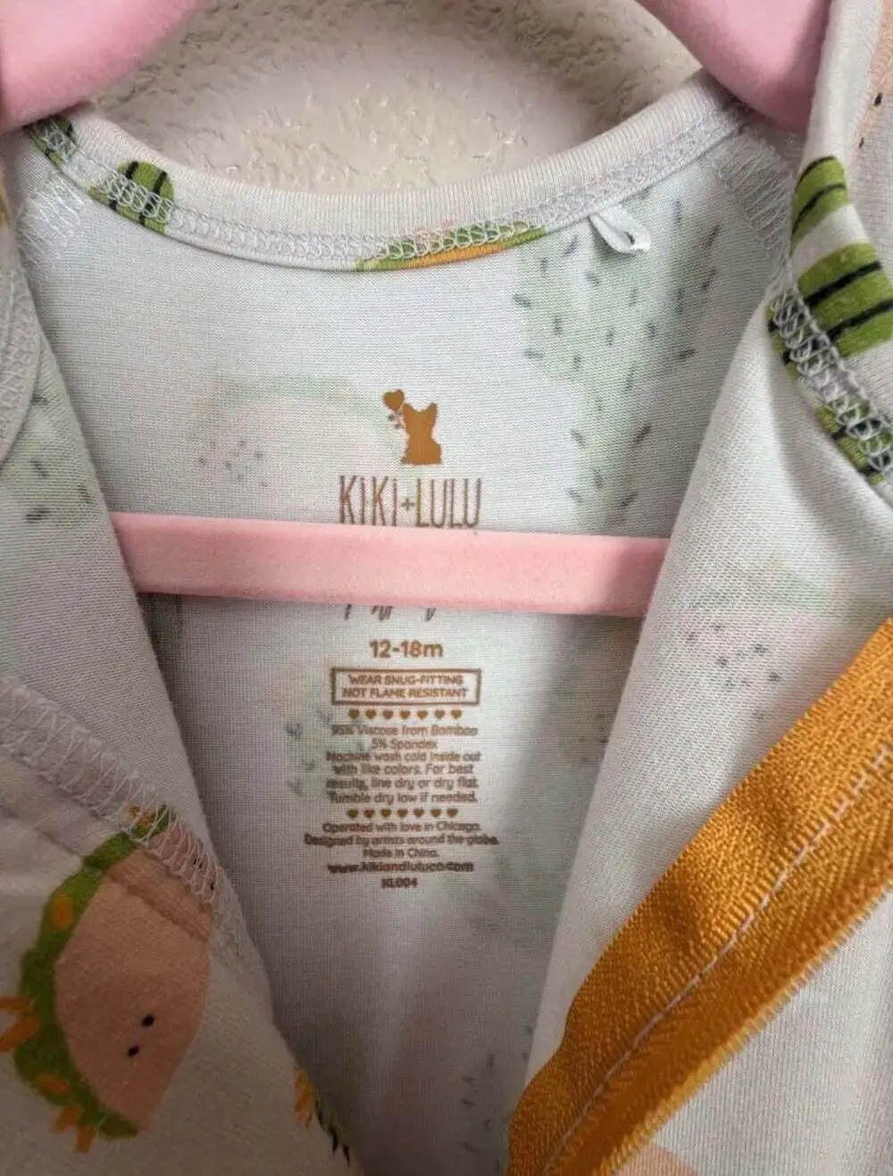 KIKI+LULU Bamboo Zipper Romper with Cactus and Taco Print 12-18M